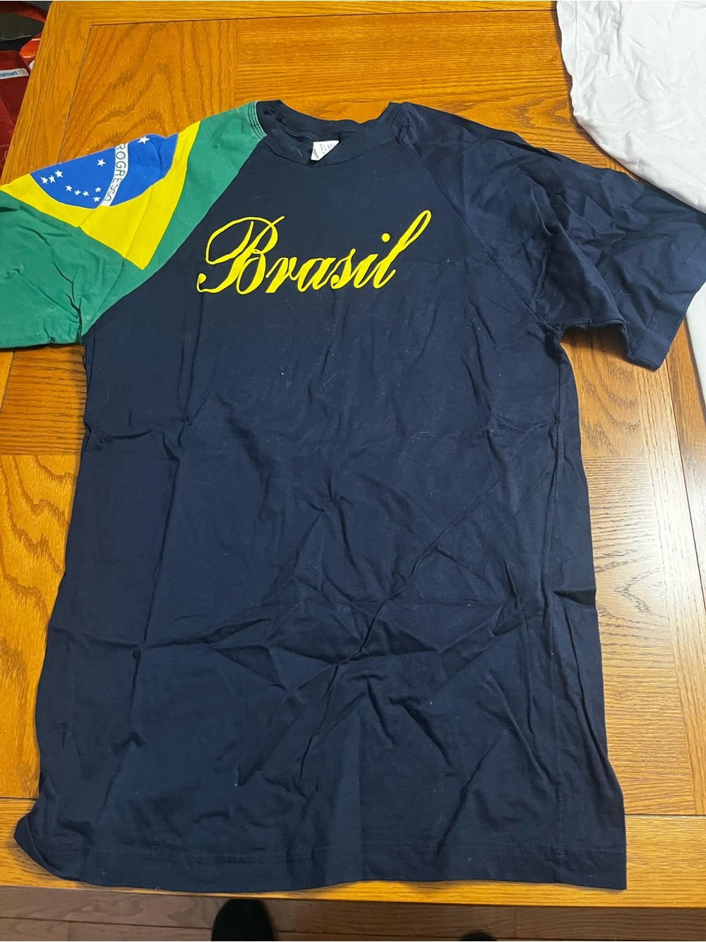 Brasil Script Logo T‑Shirt with Flag Sleeve